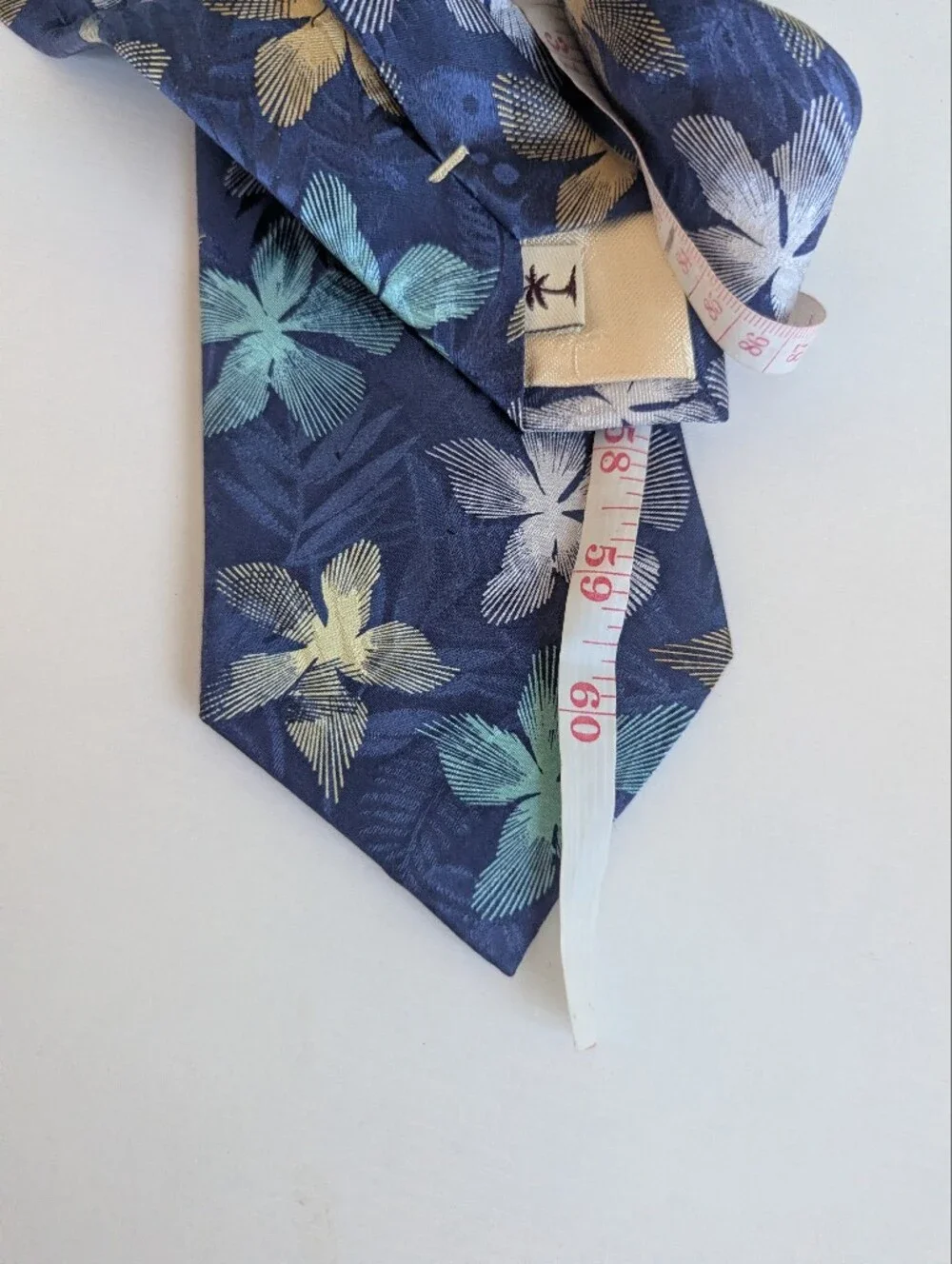 Tommy Bahama Navy Floral Silk Tie with Teal & Gold Accents